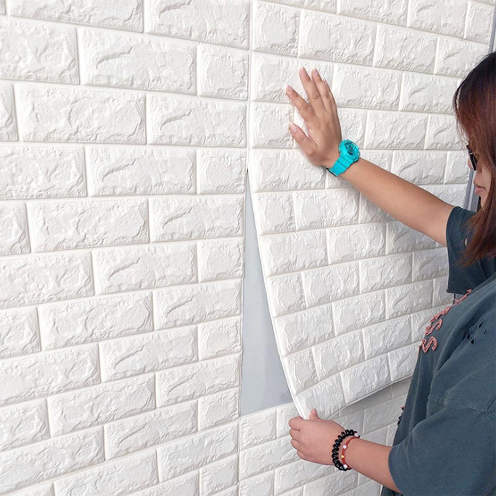 3D Brick Wall Stickers (White)