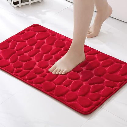 Water Absorption Non-slip Pebble Washable Toilet Bath Mat Memory Foam Shower Mat Floor Rug