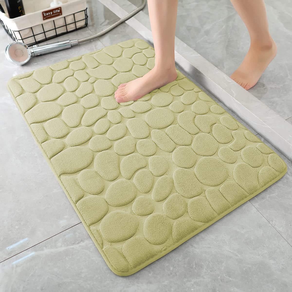 Water Absorption Non-slip Pebble Washable Toilet Bath Mat Memory Foam Shower Mat Floor Rug