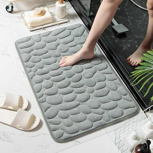 Water Absorption Non-slip Pebble Washable Toilet Bath Mat Memory Foam Shower Mat Floor Rug