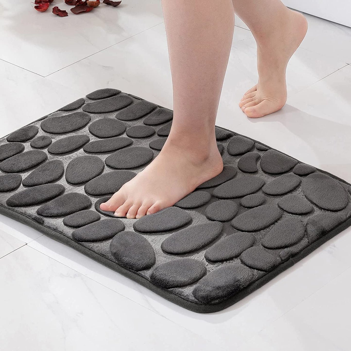 Water Absorption Non-slip Pebble Washable Toilet Bath Mat Memory Foam Shower Mat Floor Rug